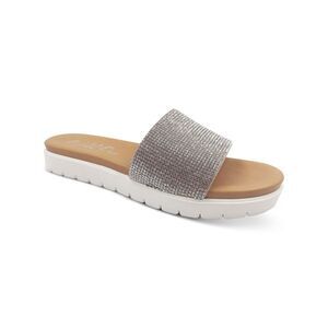 WILD PAIR Womens Silver Stone Safirah Toe Slip On Slide Sandals Shoes 9.5 M